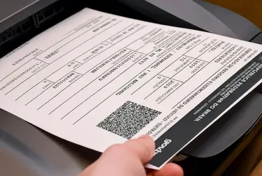 Profissional imprimindo CRLV-e em um ambiente de trabalho relacionado a despachante.