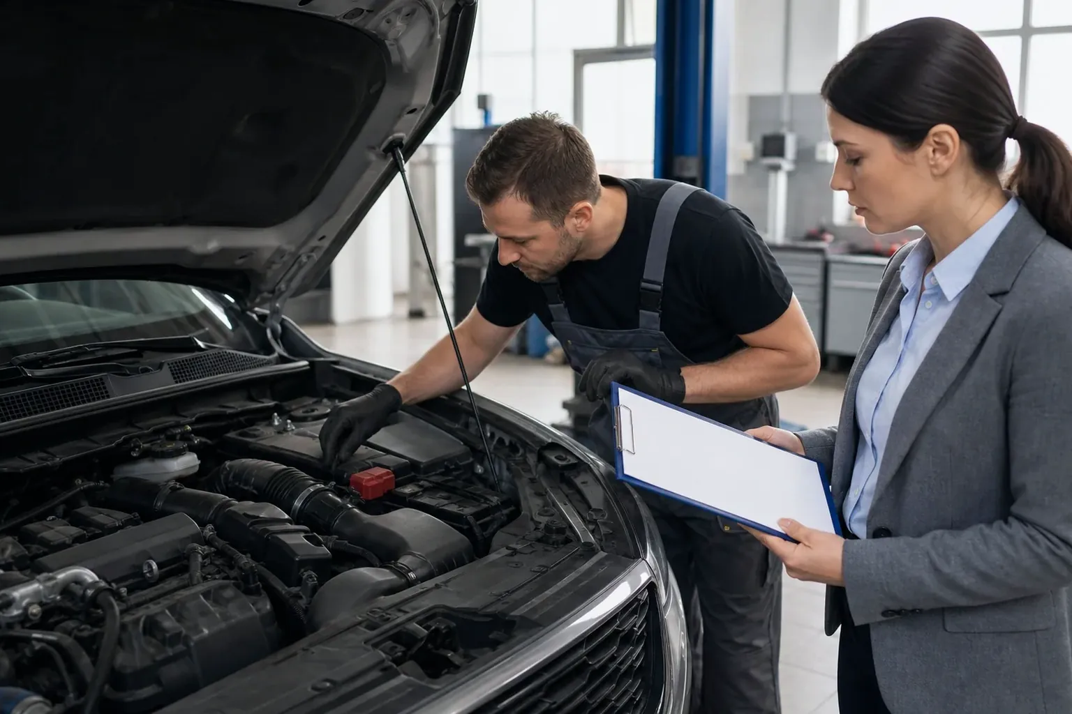 Profissional preenchendo informações para cadastro de motor.